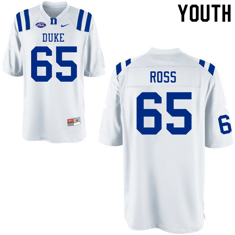 Youth #65 Colin Ross Duke Blue Devils College Football Jerseys Sale-White